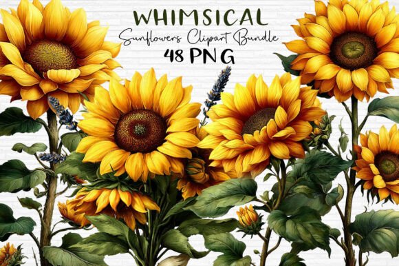 Download Watercolor Sunflowers Clipart Bundle PNG - Sunflowers Collection