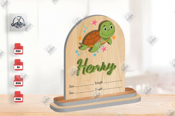 Download Cute Turtle Baby Birth Stats Sign SVG - Premium Resources