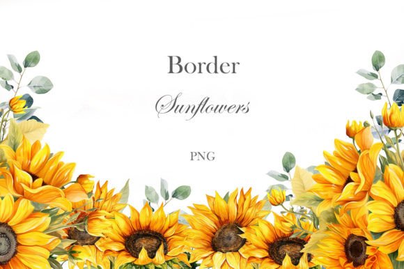 Download Watercolor Sunflowers Border - Sunflowers Collection